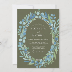Invitación Boda Corona de Olivo Elegante con Aciano