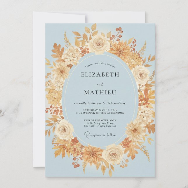 Invitación Boda Corona de Oro Azur (Anverso)