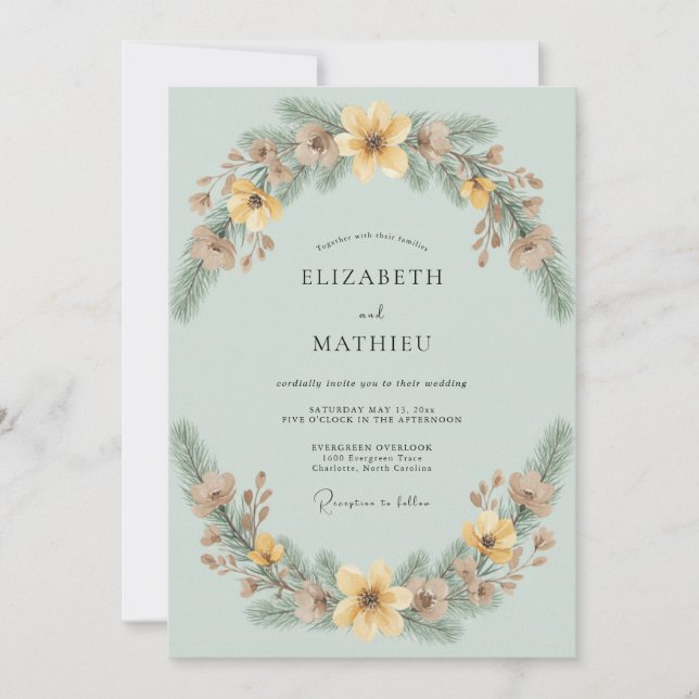 Invitación Boda Corona de Oro Celadón (Anverso)