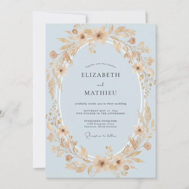 Invitación Boda Corona de Oro Champagne (Anverso)