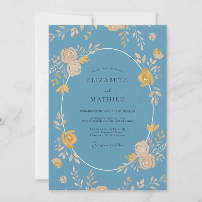 Invitación Boda Corona de Oro de Acero (Anverso)