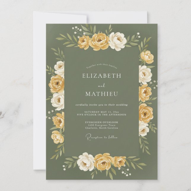 Invitación Boda Corona de Oro Oliva (Anverso)
