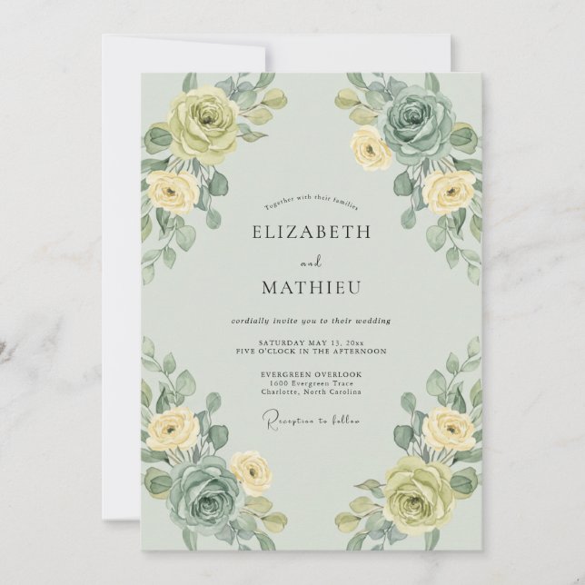 Invitación Boda Corona de Oro Salvia (Anverso)