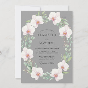 Invitación Boda Corona de Orquídea Pizarra