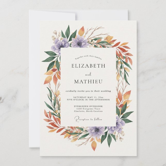 Invitación Boda Corona de Óxido de Amatista (Anverso)