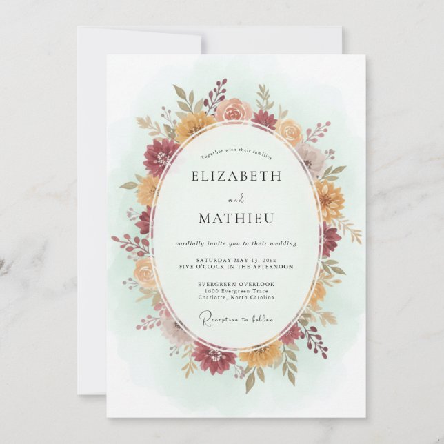 Invitación Boda Corona de Óxido de Herrumbre (Anverso)