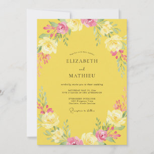 Invitación Boda Corona de Peonía Amarilla