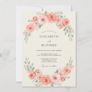 Invitación Boda Corona de Peonía Melocotón