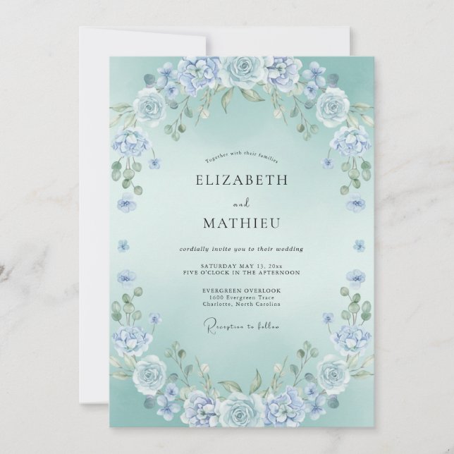 Invitación Boda Corona de Peonía y Centaurea (Anverso)