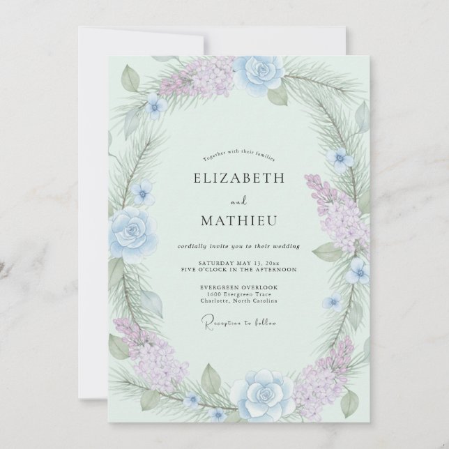 Invitación Boda Corona de Periwinkle Amatista (Anverso)