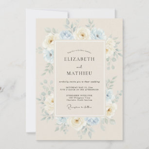 Invitación Boda Corona de Pétalo de Marfil
