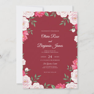 Invitación Boda Corona de Pétalo Granate