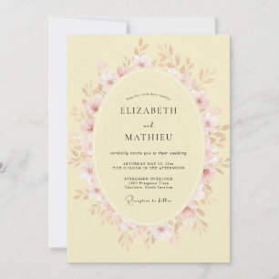 Invitación Boda Corona de Pétalos Rosa Pálido