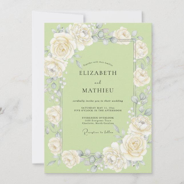 Invitación Boda Corona de Pistacho (Anverso)