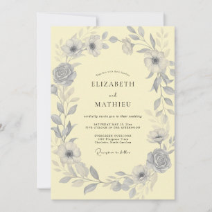 Invitación Boda Corona de Pizarra Amarillo Pálido