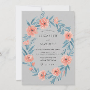 Invitación Boda Corona de Pizarra Coral