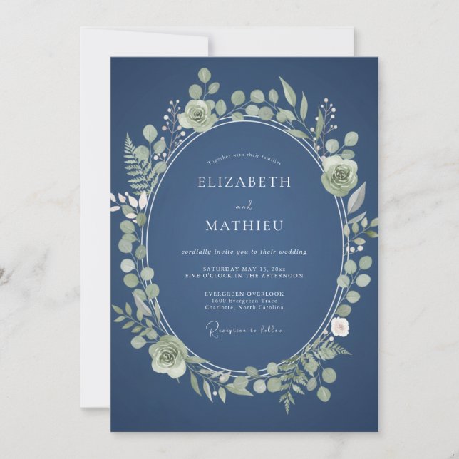 Invitación Boda Corona de Pizarra de Acero (Anverso)