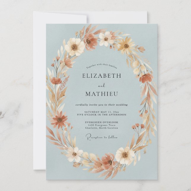 Invitación Boda Corona de Pizarra de Arcilla (Anverso)
