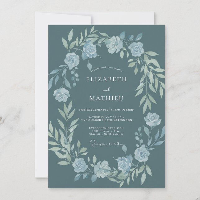 Invitación Boda Corona de Plata Pizarra (Anverso)