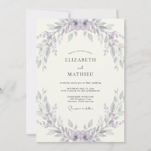 Invitación Boda Corona de Plata y Lavanda