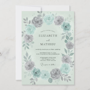 Invitación Boda Corona de Plata y Menta