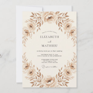 Invitación Boda Corona de Rosa Sepia