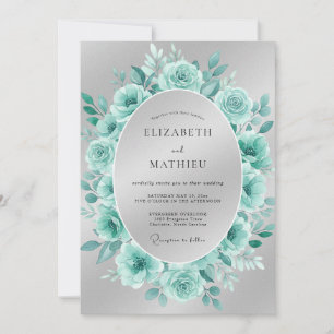 Invitación Boda Corona de Rosas Aqua