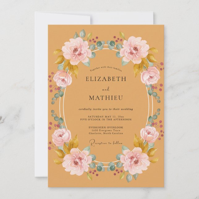 Invitación Boda Corona de Rubor de Miel (Anverso)