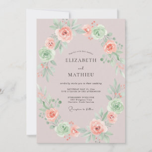 Invitación Boda Corona de Salvia Coral