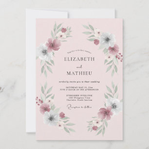Invitación Boda Corona de Salvia Rosa Claro