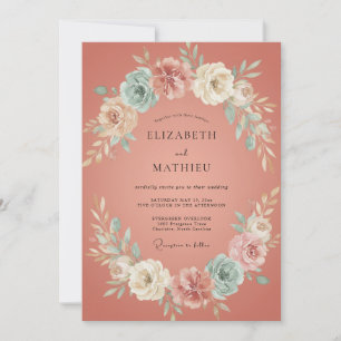 Invitación Boda Corona de Terracota Acuática