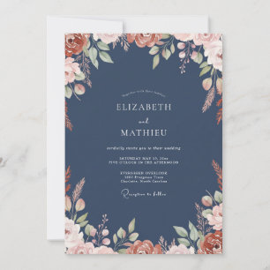 Invitación Boda Corona de Terracota Índigo