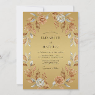 Invitación Boda Corona de Terracota Suave Mostaza