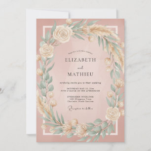 Invitación Boda Corona de Trigo Champán