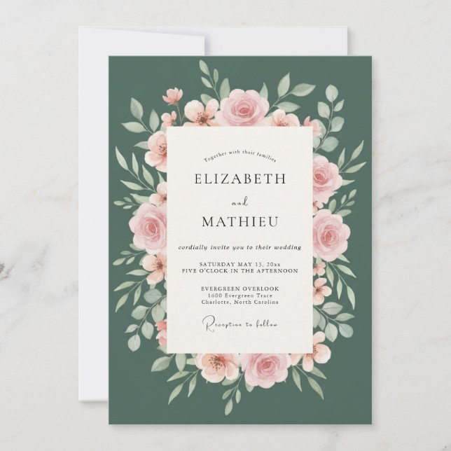 Invitación Boda Corona de Vergel de Esmeralda (Anverso)