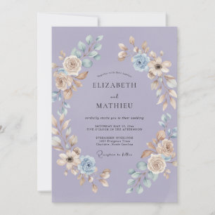 Invitación Boda Corona de Vincapervinca Lila