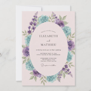 Invitación Boda Corona de Violeta Acuática