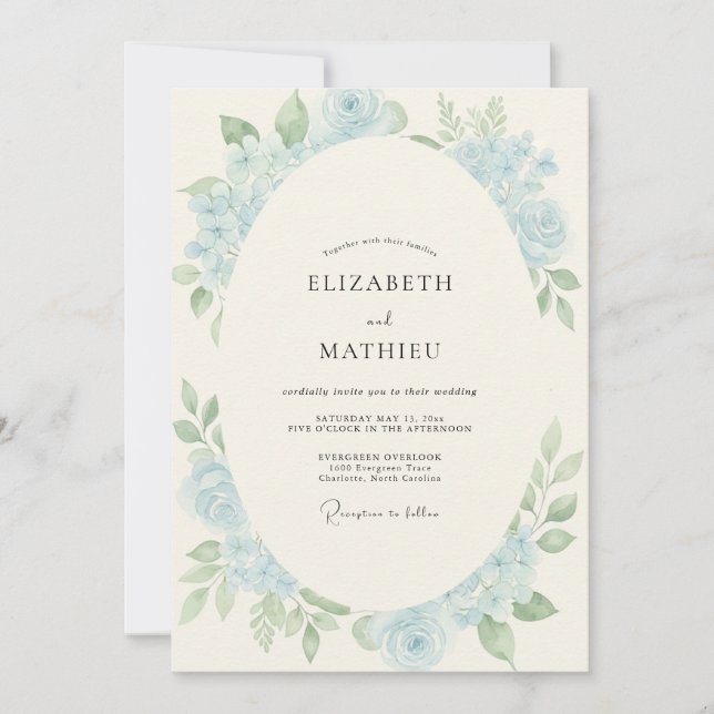 Invitación Boda Corona de Violeta en Polvo (Anverso)