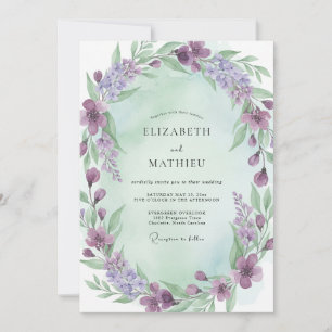 Invitación Boda Corona de Violeta y Menta