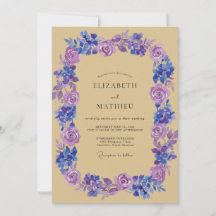 Invitación Boda Corona de Violeta y Periwinkle