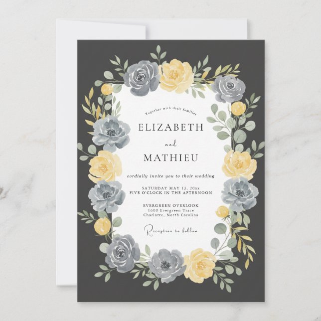 Invitación Boda Corona Dorada de Carbón (Anverso)