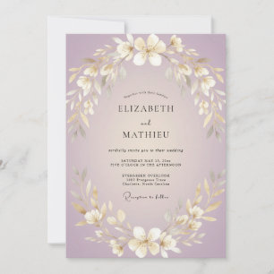 Invitación Boda Corona Dorada Lila