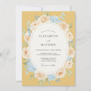 Invitación Boda Corona Elegante Mostaza y Acenoria