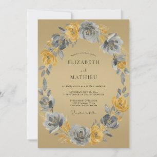 Invitación Boda Corona Floral Ocra