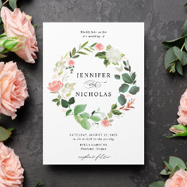 Invitación Boda Corona Floral Primavera Rubor
