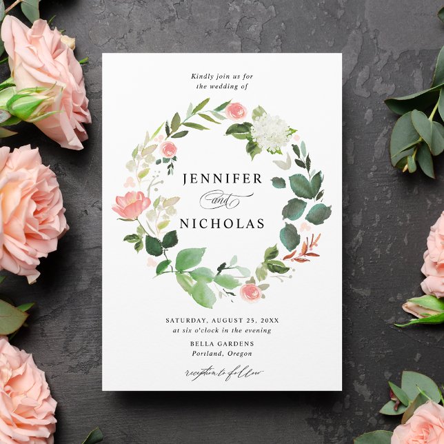 Invitación Boda Corona Floral Primavera Rubor (Subido por el creador)