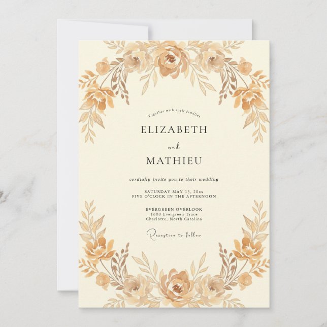 Invitación Boda Corona Gilded Champagne (Anverso)