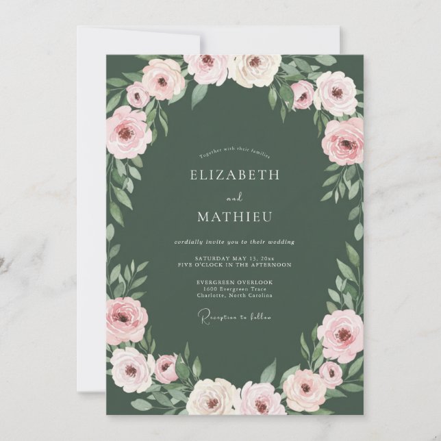 Invitación Boda Corona Hunter Blush (Anverso)