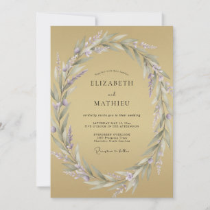 Invitación Boda Corona Lila Pálido Ocra