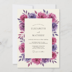 Invitación Boda Corona Magenta Ciruela